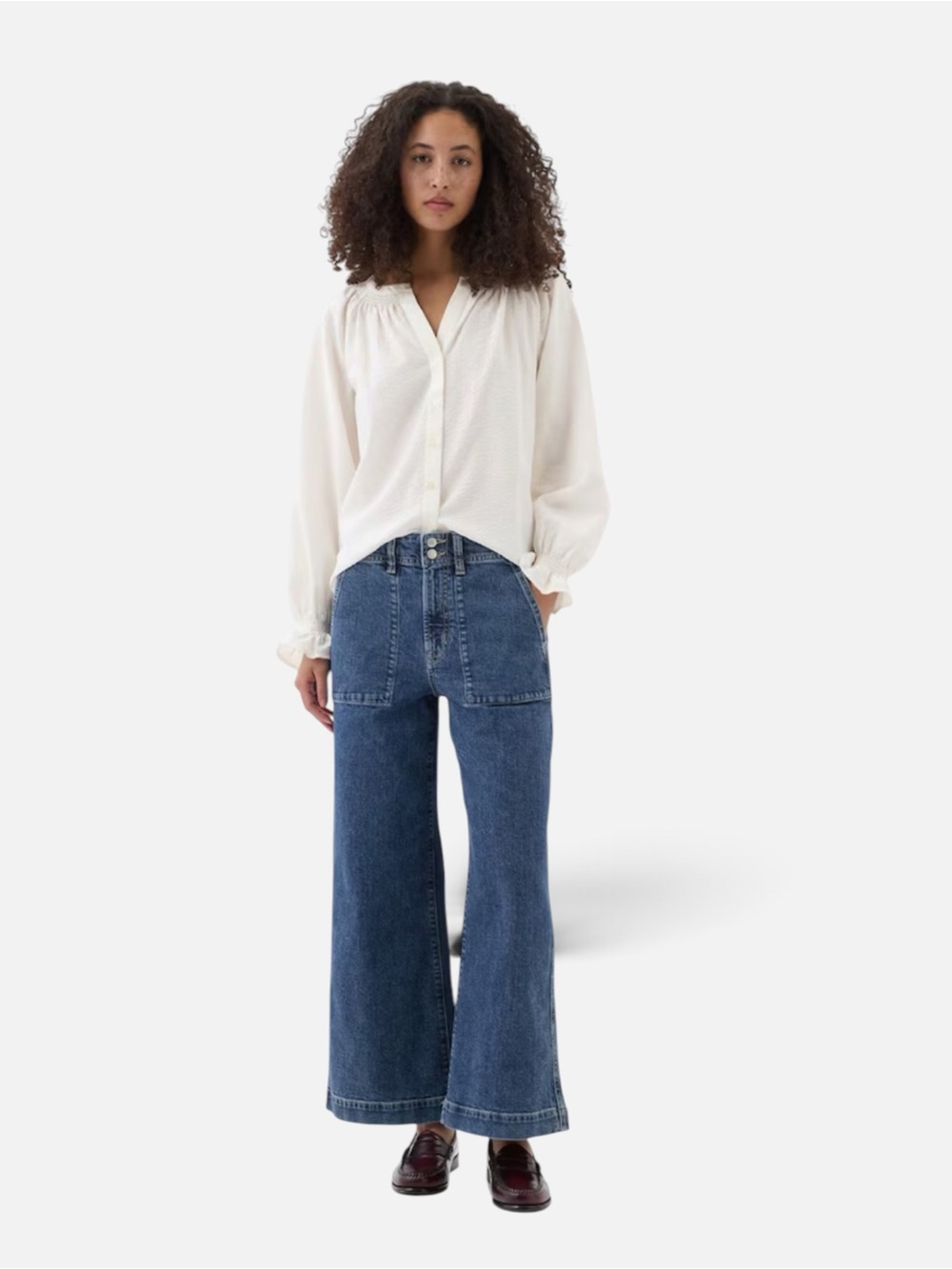 GAP High-Rise Wide Leg Crop Blue Denim Jeans size 25